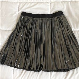 Express Metallic Pleated Mini Skirt